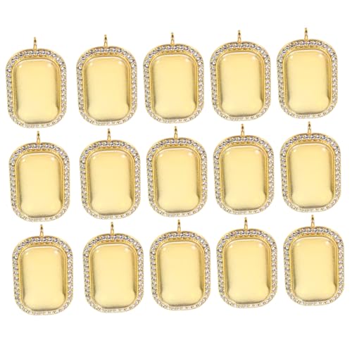 AKOOSY 10 Stück Anhänger Lünette aus Metall Cabochon Fähige Schmuckrohlinge Goldfarbene Basis für DIY Schmuckherstellung Rechteckige Blanks Leicht und Langlebig Glascabochons AKOOSY 10 Stück Anhänger Lünette aus Metall Cabochon Fähige Schmuckrohlinge Goldfarbene Basis für DIY Schmuckherstellung Rechteckige Blanks Leicht und Langlebig Glascabochons von AKOOSY
