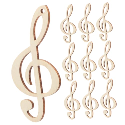 AKOOSY 10 Stück DIY Holzscheiben Musiknotenform Unbehandelte Holzscheiben für Kreative Bastelprojekte für Dekorationen von AKOOSY
