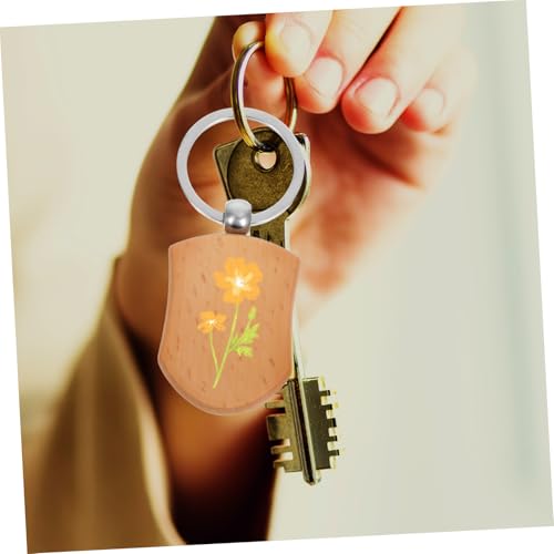 AKOOSY 10 Stück Holz Schlüsselanhänger Schildform Naturbelassen Robust Blanko DIY Bastelanhänger für Gravur Charm Pet Tag Geeignet für Schlüssel Taschen Haustiermarken von AKOOSY