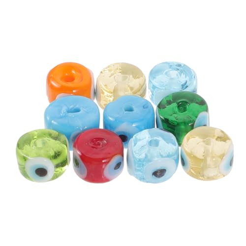 AKOOSY 10 Stück Teiliges Augen Glasperlen Flach Rund Schmuckherstellen DIY Armband Halskette Anhänger Bastelperlen für Kreative Schmuckgestaltung und Dekoration von AKOOSY