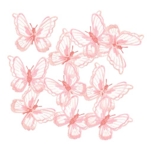 AKOOSY 10 Stück Teiliges Bestickte Schmetterling patches zum Annähen und Aufkleben Dekorative Kleidung Applikationen für DIY Kleidung Brautmode Kinderhaarschmuck und Heimtextilien von AKOOSY