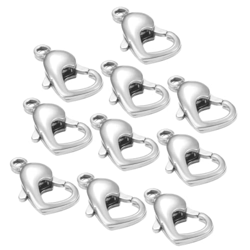 AKOOSY 10 Stück Teiliges Edelstahl Herzverschluss Poliert Schmuckverschluss für Halsketten Armbänder DIY Schmuckherstellung Zubehör Langlebig Glatt Sicher von AKOOSY