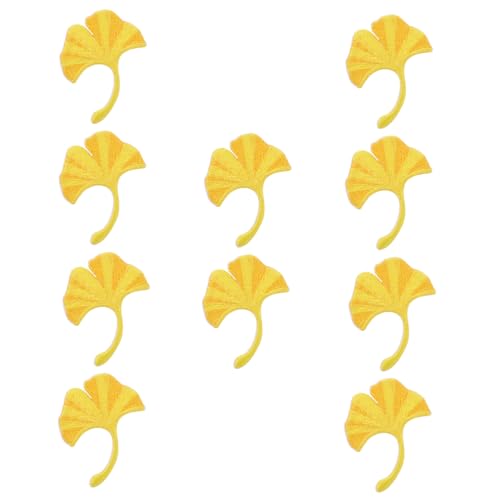 AKOOSY 10 Stück Teiliges Ginkgoblatt Stickerei Aufnäher DIY Nähzubehör Selbstklebend Robust für Kleidung Taschen Basteln Reparaturflicken Textilien von AKOOSY