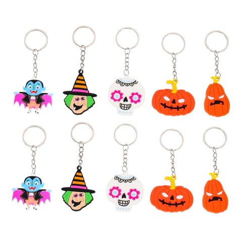 AKOOSY 10 Stück Teiliges Niedliche PVC Halloween Schlüsselanhänger Cartoon Anhänger Tragbar Langlebig als Partydeko und Kleines für Familie und Freunde von AKOOSY