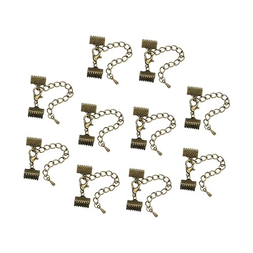 AKOOSY 10 Stück Teiliges Plattierte Kordelenden mit Eisenkette und Hummerverschluss für DIY Schmuckherstellung für Armbänder und Bastelarbeiten AKOOSY 10 Stück Teiliges Plattierte Kordelenden mit Eisenkette und Hummerverschluss für DIY Schmuckherstellung für Armbänder und Bastelarbeiten von AKOOSY