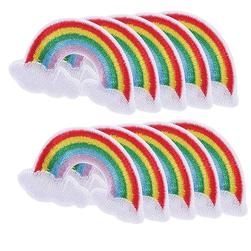 AKOOSY 10 Stück Teiliges Regenbogen Bestickte Bügelflicken Applikationen für Kleidung Taschen Hüte und DIY Projekte zum Verzieren und Reparieren von Jeans und Jacken von AKOOSY