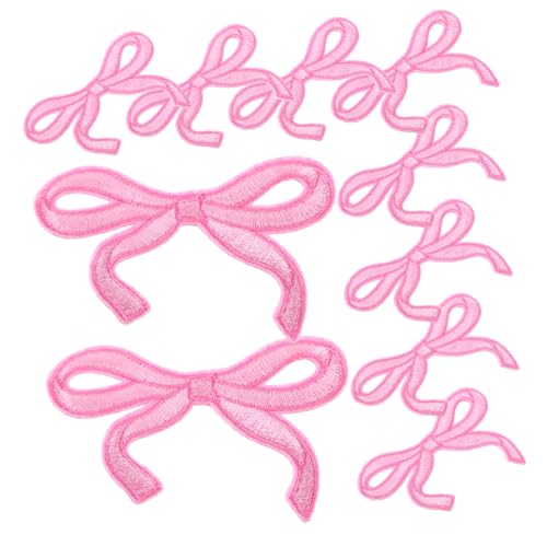 AKOOSY 10 Stück Teiliges Rosa Schleifen Bügelflicken mit Feiner Stickerei Strapazierfähige Applikationen zum Aufbügeln für DIY Kleidung Hüte Taschen Jacken und Jeans Kleine Schleifen von AKOOSY