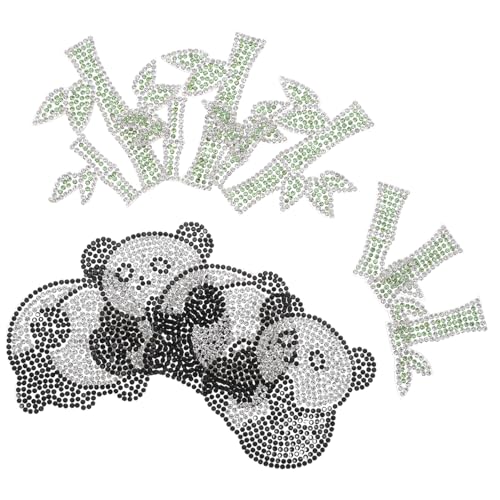 AKOOSY 10 Stück Teiliges Selbstklebende Panda Rhinestone Aufnäher mit Bambus-motiven Dekorative Tier-ornamente für Kleidung Hüte Rucksäcke DIY Verzierungen für Kreative Textilgestaltung von AKOOSY