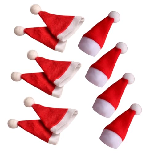 AKOOSY 10 Stück Weihnachtsmütze Weihnachtszubehör weihnachten Weihnachtshut Weihnachten Weihnachtsmann Lutscher Wraps Topper Süßigkeitenpaket Lutscherhut von AKOOSY