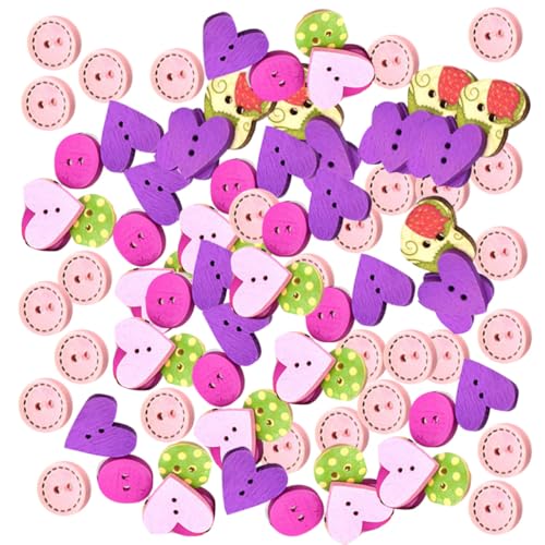 AKOOSY 100 Stück Bunte Holzknöpfe Blumenform Mix für DIY Handarbeit Nähen Kleidung Schuhe Zubehör Langlebige Holzblumenknöpfe für Strickjacken Bastelprojekte und Puppen von AKOOSY