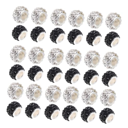 AKOOSY 100 Stück DIY Strass Perlen Armband Zubehör Große Lochperlen in Schwarz und Weiß Kreative Schmuck Bastelperlen für Langlebige Vielseitige DIY Schmuckherstellung von AKOOSY