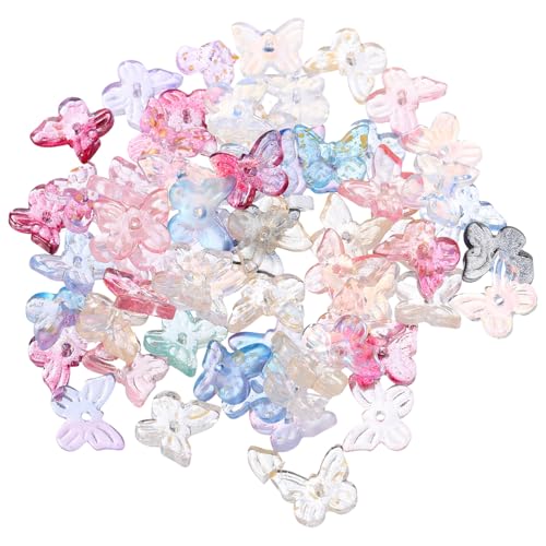 AKOOSY 100 Stück Glasperlen Schmetterlings charms Bunte DIY Schmuckperlen für Armbänder Halsketten Schmuckherstellung Bastelperlen Zubehör von AKOOSY
