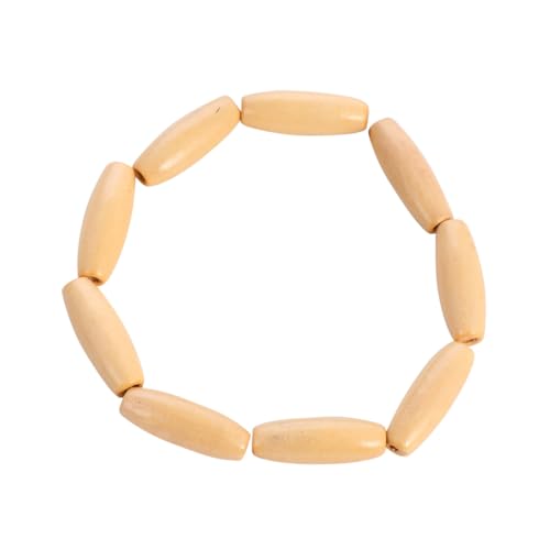 AKOOSY 100 Stück Glatte Olivförmige Holzperlen in Naturfarbton Vielseitige Spacer Beads für DIY Schmuckherstellung und Bastelprojekte Kinderfreundlich und Einfach Auffädelbar von AKOOSY