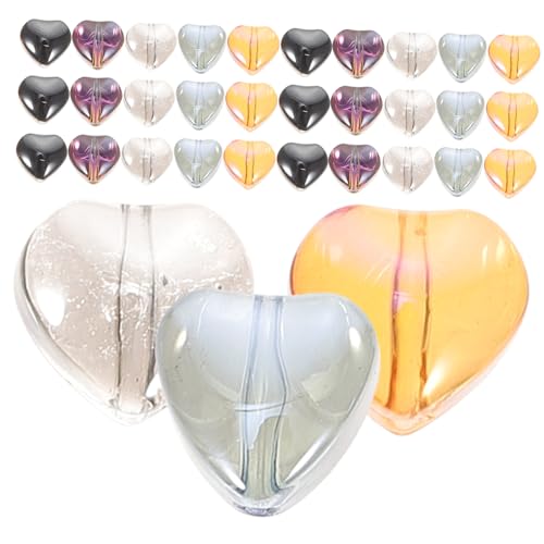 AKOOSY 100 Stück Herz Glasperlen Facettierte Bunte DIY Schmuckperlen für Armband Halskette Einzigartige Handwerksperlen für Basteln und Dekoration Transparent Schwarz Blau Orange von AKOOSY