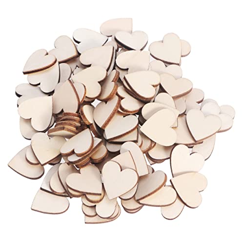 AKOOSY 100 Stück Holzherzen Scheiben Naturholzscheiben mit Rinde für DIY Basteln Verzierung Scrapbooking Handwerksprojekte Holzplättchen zum Bemalen und Dekorieren von AKOOSY