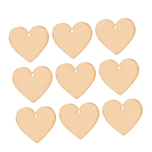 AKOOSY 100 Stück Holzherzen mit Loch Bastelholzscheiben zum Bemalen und Beschriften Naturbelassene Glatte Holzanhänger für DIY Dekoration und Handwerk Umweltfreundliche Holzherzen von AKOOSY