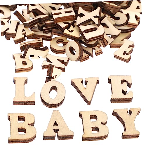 AKOOSY 100 Stück Log-Briefschnalle Hauptstadt Kinderpädagogische Spielzeuge Alphabete Buchstaben Wald Holz kleine Buchstaben kleine Holzalphabete Holzhandwerk hölzern Beige von AKOOSY