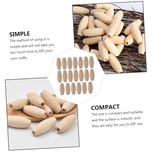 AKOOSY 100 Stück Oval Holzperlen zum Auffädeln DIY Schmuck Zubehör Kreative Bastelperlen für Ketten Armbänder Vielseitige Deko zum Aufhängen und Handwerk von AKOOSY
