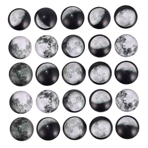 AKOOSY 100 Stück Teiliges Cabochon Mondfinsternis Muster Halbkreis Rückseite Glaskuppeln Dekoration Basteln Schmuckherstellung DIY Zubehör von AKOOSY