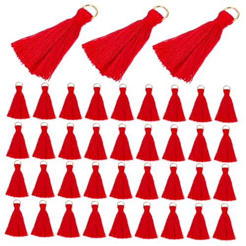 AKOOSY 100 Stück Teiliges DIY Quasten Anhänger Mini Kurzquasten in Rot Handgefertigte Schmuck und Bastelverzierung mit Aufhängerichtung für Armbänder Lesezeichen Taschen und Geschenke AKOOSY 100 Stück Teiliges DIY Quasten Anhänger Mini Kurzquasten in Rot Handgefertigte Schmuck und Bastelverzierung mit Aufhängerichtung für Armbänder Lesezeichen Taschen und Geschenke von AKOOSY