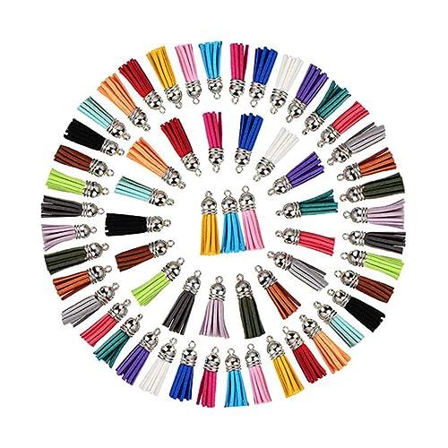 AKOOSY 100 Stück Teiliges Mini Quasten Anhänger mit Silberkappe Leichte DIY Schmuck und Schlüsselanhänger Bastelzubehör Bunte Taschen Dekoration Langlebige Handgemachte Zufällige Farbe von AKOOSY
