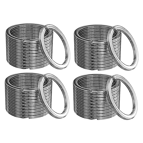 AKOOSY 100 Stück Teiliges Set Metall Schlüsselringe Rund Schlüsselanhänger Flach Robust für DIY Bastelprojekte Auto Büro Zuhause Zubehör von AKOOSY