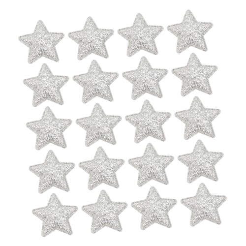 AKOOSY 100 Stück Teiliges Silberne Stern Applikationen aus Dicke Textur Klare Muster Weihnachtliche DIY Dekoration für Kleidung Taschen und Bastelprojekte Weiche und Angenehme Haptik von AKOOSY