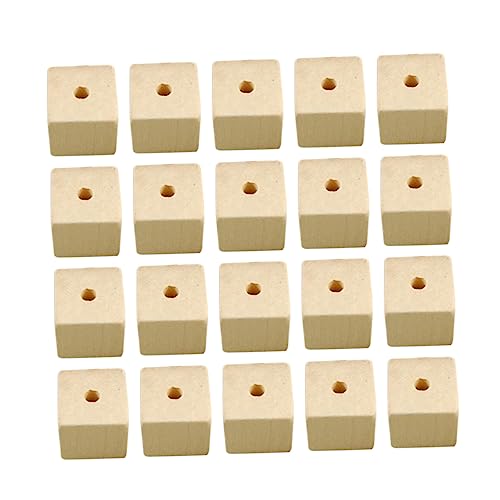 AKOOSY 100Stücke Holzperlen Quadratisch DIY Schmuckzubehör für Armbänder und Bastelprojekte Natürliche Holzfarbe für Erwachsene von AKOOSY