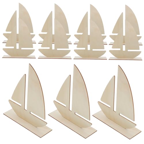 AKOOSY 10Stücke Holzboot Formen zum Bemalen Unvollendete Holzdekoration für DIY Handwerk Nautische Kunstprojekte Geschenkidee für Feiertage und Feste von AKOOSY