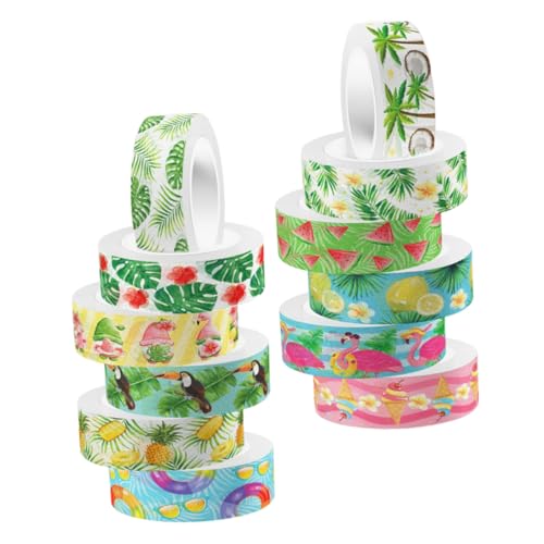 AKOOSY 12 Rollen Hawaii Flamingo Washi Tape Dekoratives DIY Klebeband für Scrapbooking Sticker Roll Vielseitiges Bastelband für Geschenkverpackungen und Kreative Handwerksprojekte AKOOSY 12 Rollen Hawaii Flamingo Washi Tape Dekoratives DIY Klebeband für Scrapbooking Sticker Roll Vielseitiges Bastelband für Geschenkverpackungen und Kreative Handwerksprojekte von AKOOSY