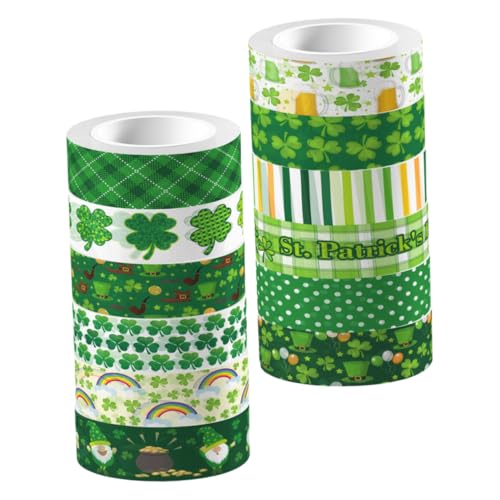 AKOOSY 12 Rollen Vintage Washi Tape Kleeblatt Design Transparentes Masking Tape für Scrapbooking DIY Bastelbedarf Geschenkdekoration von AKOOSY
