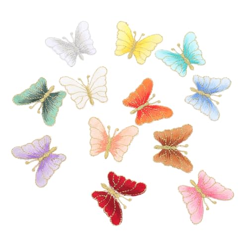 AKOOSY 12 Stück Teiliges Bestickte Schmetterling Patches Bunte Aufnäher zum Aufbügeln oder Nähen Leichte Kleidung Dekoration für Rucksäcke Jeans Shirts DIY Reparatur und Zufällige Farbe von AKOOSY