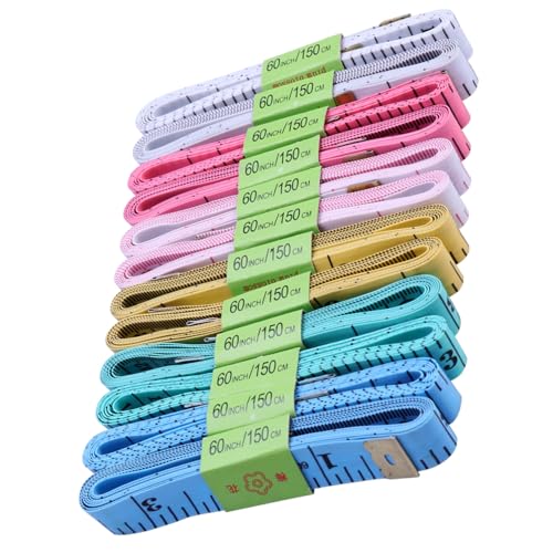 AKOOSY 12 Stück Teiliges Flexibles Maßband Schneidermaßband aus Langlebigem Kunststoff für Nähen Körpermaße und Handwerk Leicht Bruchfest mit Automatischem Rückzug Zufällige Farbe von AKOOSY