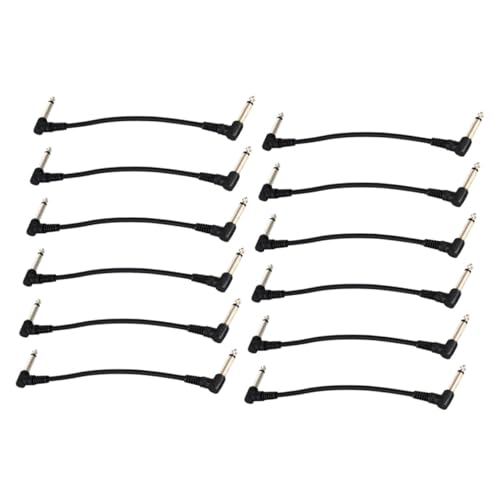 AKOOSY 12 Stück Teiliges Gitarren Patchkabel Schwarz Stabile Verbindung für Gitarre Bass Effektpedale Mischpulte und Geeignet Klare Klangübertragung von AKOOSY