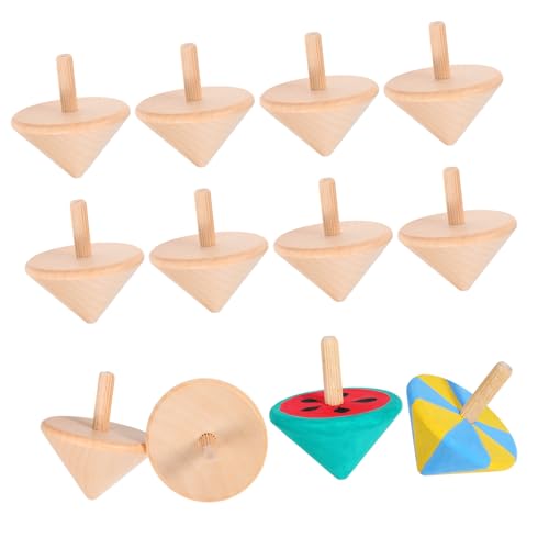 AKOOSY 12 Stück Teiliges Handbemaltes Holz kreiselspielzeug Langlebiger DIY Gyro für Fördert Hand Auge koordination Kognitive Entwicklung und Motorische Fähigkeiten Sichere Glatte Kanten von AKOOSY