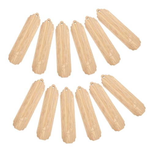 AKOOSY 12 Stück Teiliges Leere Holz lesezeichen aus Nachhaltigem Bambus Blanko Buchkarten zum Gravieren Bemalen und DIY basteln Stabile Holzanhänger für Kreative Handwerksprojekte und von AKOOSY