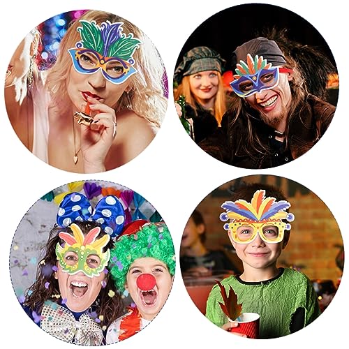 AKOOSY 12 Stück Teiliges Partybrillen mit Lustigen Bunten Designs Filz Leichte Foto Requisiten für Karneval Kostümparty Bühnenauftritte für Freunde und Familienfeiern von AKOOSY