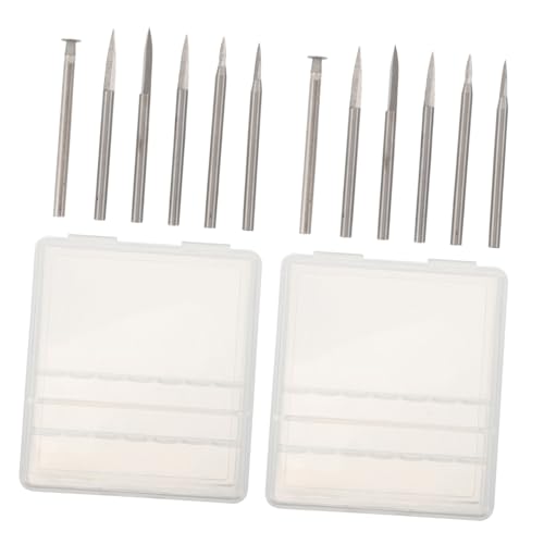 AKOOSY 12 Stück Teiliges Schwertform mit Schaft Metall Holzbohrer für Präzises Gravieren Holzschnitzen Mikro-detailarbeiten Langlebig und Verschleißfest für Holzhandwerk von AKOOSY