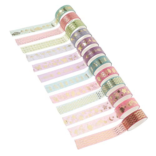 AKOOSY 12 Stück Teiliges Washi Tape mit Goldverzierung Dekoratives Klebeband für Scrapbooking DIY Bastelprojekte und Journaling pro Rolle Vielseitig Einsetzbar für Planer und Mehr von AKOOSY