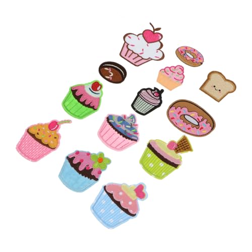 AKOOSY 13 Stück Teiliges Niedliche Kuchen Aufnäher aus Bestickte DIY Bügelbilder für Mädchen Selbstklebend Aufnähen Geeignet Cartoon motiv zur Bekleidungsdekoration und Reparatur von AKOOSY