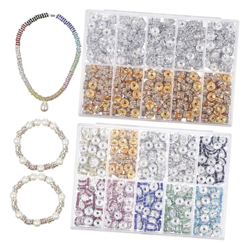 AKOOSY 1400 Stück Teiliges Bunte Strass Perlen Schmuck Spacer Beads für Armbänder Basteln Polierte Oberfläche Kratzfest Vielseitig für DIY Schmuck und Kleidung Dekoration AKOOSY 1400 Stück Teiliges Bunte Strass Perlen Schmuck Spacer Beads für Armbänder Basteln Polierte Oberfläche Kratzfest Vielseitig für DIY Schmuck und Kleidung Dekoration von AKOOSY