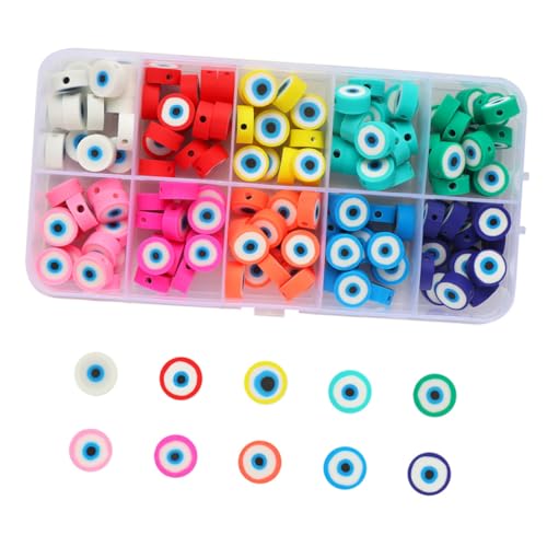 AKOOSY 150 Stück Evil Eye Perlen Kleine Runde Bastelperlen aus Polymer Leichte DIY Schmuckperlen für Armbänder Halsketten Anhänger Buntes Fächer Aufbewahrungsbox AKOOSY 150 Stück Evil Eye Perlen Kleine Runde Bastelperlen aus Polymer Leichte DIY Schmuckperlen für Armbänder Halsketten Anhänger Buntes Fächer Aufbewahrungsbox von AKOOSY