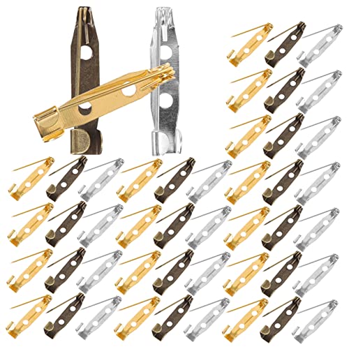 AKOOSY 150 Stück Teiliges Brooch Bar Pins Metall Langlebige DIY Bastel Stecknadeln mit Löchern Goldfarben Silberfarben Antik Bronzefarben für Schmuckherstellung und Anstecker von AKOOSY