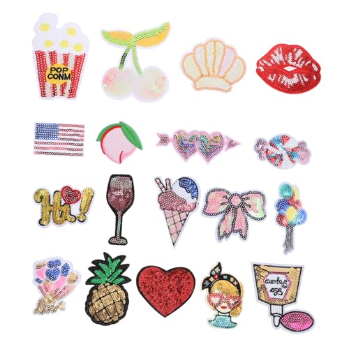 AKOOSY 18 Stück Teiliges Bestickte Applikationen Patches für DIY Kleidung Dekoration Langlebige Stoffaufnäher mit Kreativen Mustern zum Aufnähen Jacken Taschen und Mehr von AKOOSY