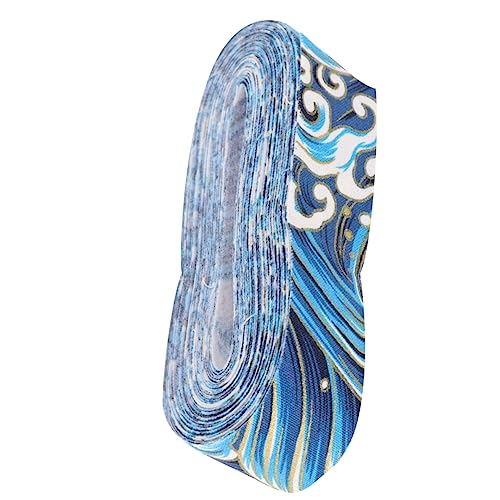 AKOOSY 1Rolle Baumwollbänder Bedrucktes Gewebtes Band für DIY Bastelbedarf Hochzeitsdekoration Kunsthandwerk Yards Blau für Scrapbooking von AKOOSY