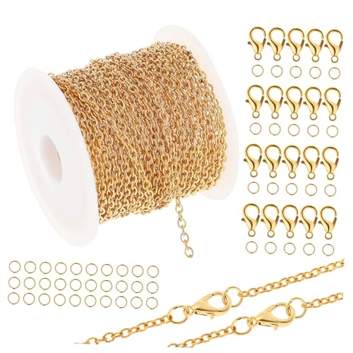 AKOOSY 1Satz DIY Schmuckkettenset mit Gliederketten Lobster Clips und Verbindungsteilen Goldene für und Armbandgestaltung Langlebig und Elegant AKOOSY 1Satz DIY Schmuckkettenset mit Gliederketten Lobster Clips und Verbindungsteilen Goldene für und Armbandgestaltung Langlebig und Elegant von AKOOSY