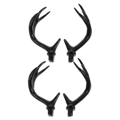 AKOOSY 2 Paare Große Schwarze Künstliche Hirschgeweihe aus Plastik DIY Headband Bastelset für Halloween Kostüm Cosplay Zubehör für Karneval Fasching und Party Dekoration von AKOOSY