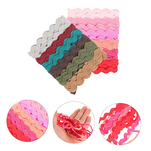 AKOOSY 2 Rollen Bunte Wellenkante Band Wellenfransenband DIY Nähzubehör für Kleidung Geschenkverpackung Bastelmaterial Zuschneidbar Strapazierfähig und Farbbeständig von AKOOSY