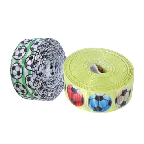 AKOOSY 2 Rollen Fußball Geschenkband Breit Ripsband für Basteln und Verpacken Strapazierfähiges Leichtes Stoffband für DIY Dekoration und Geschenkverpackung von AKOOSY