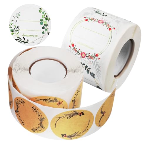 AKOOSY 2 Rollen Geschenkaufkleber mit Pflanzenkranz motiv Selbstklebende Etiketten für Geschenktüten Marmeladengläser Umschläge Aufkleber pro Weiß Braun Reißfest und Rückstandslos AKOOSY 2 Rollen Geschenkaufkleber mit Pflanzenkranz motiv Selbstklebende Etiketten für Geschenktüten Marmeladengläser Umschläge Aufkleber pro Weiß Braun Reißfest und Rückstandslos von AKOOSY